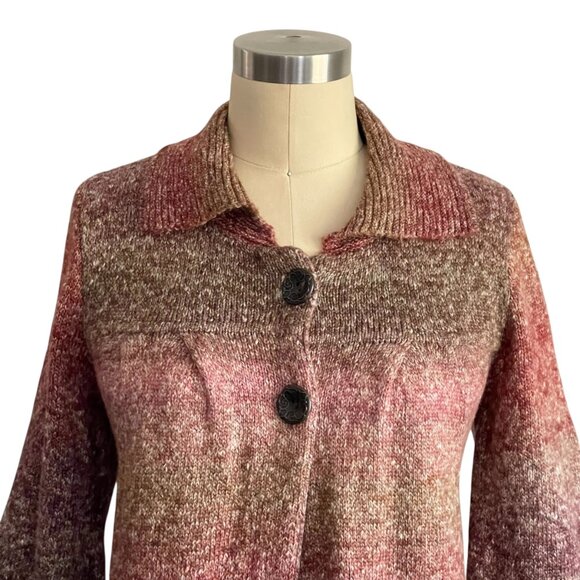Christopher & Banks Burgundy Ombre Knit Cardigan - M - Picture 2 of 6